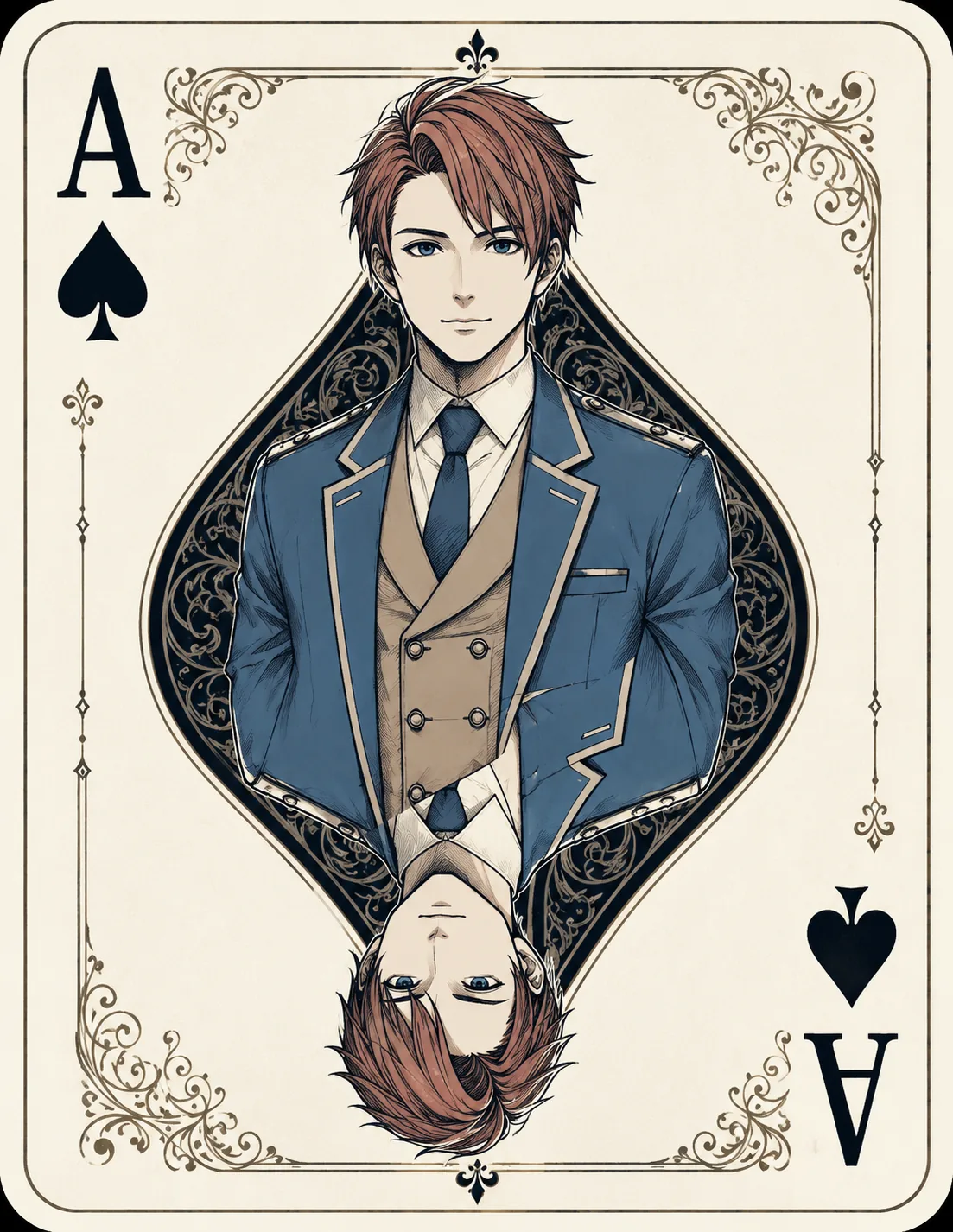 Illustrated character portrait framed as an ace playing card