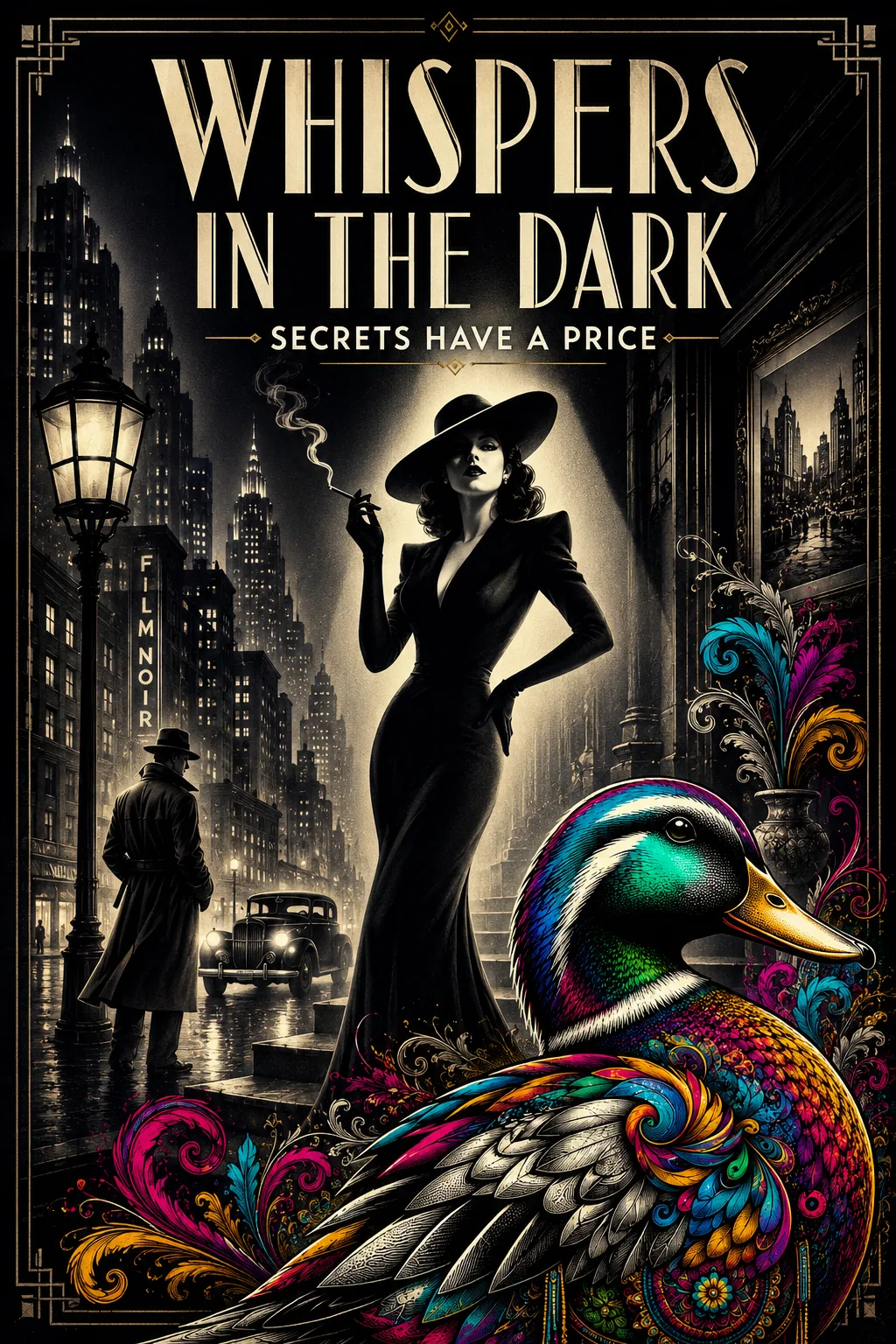 Noir poster study with cinematic title treatment