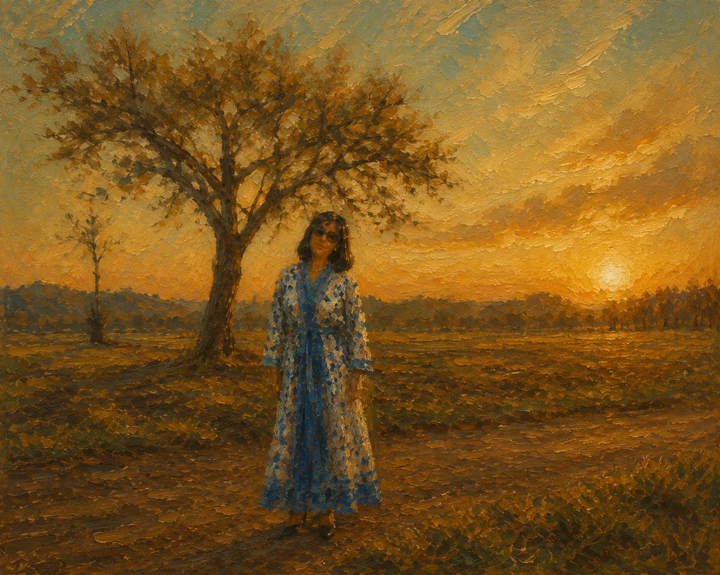 Serene sunset in the countryside
