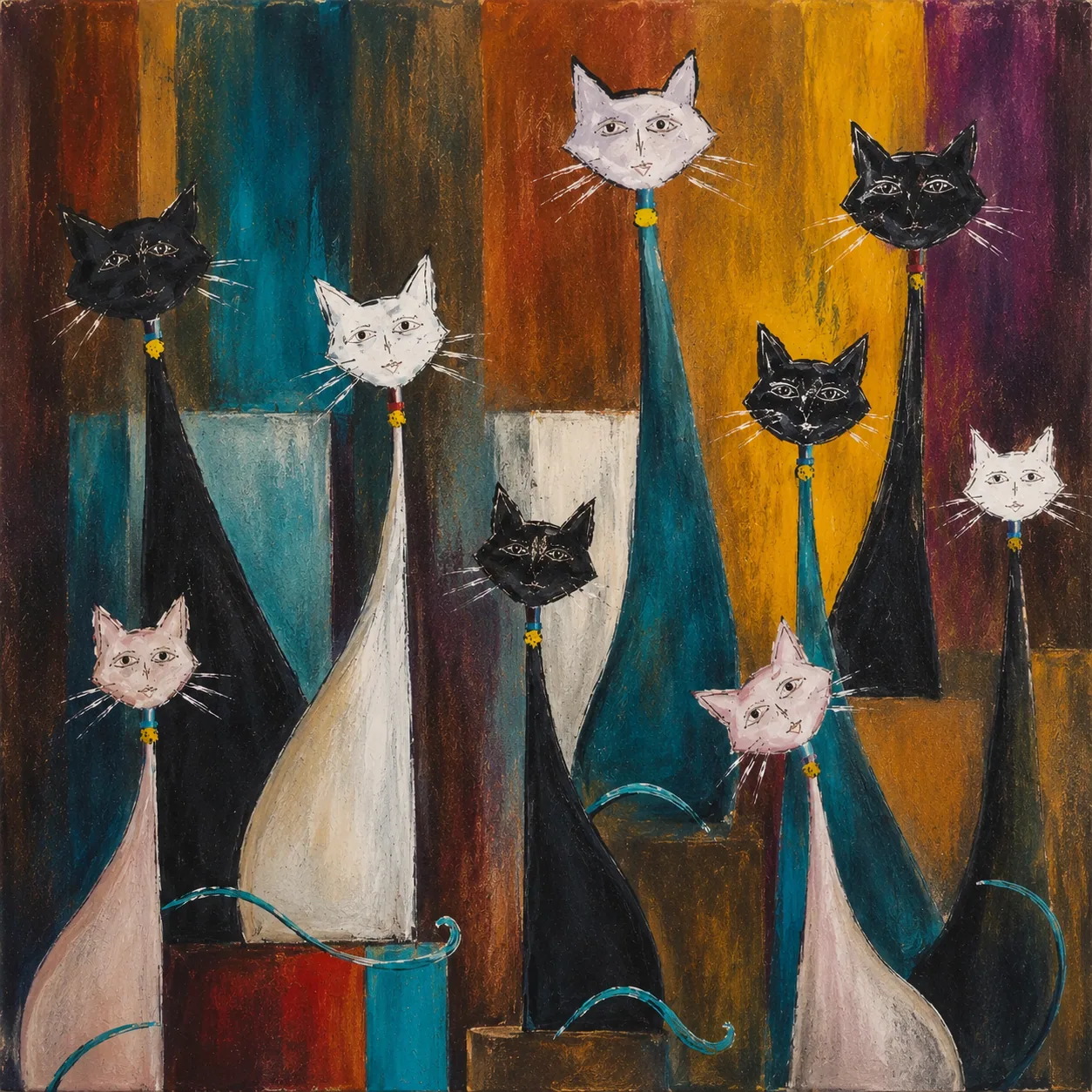 Stylized cat on an abstract background